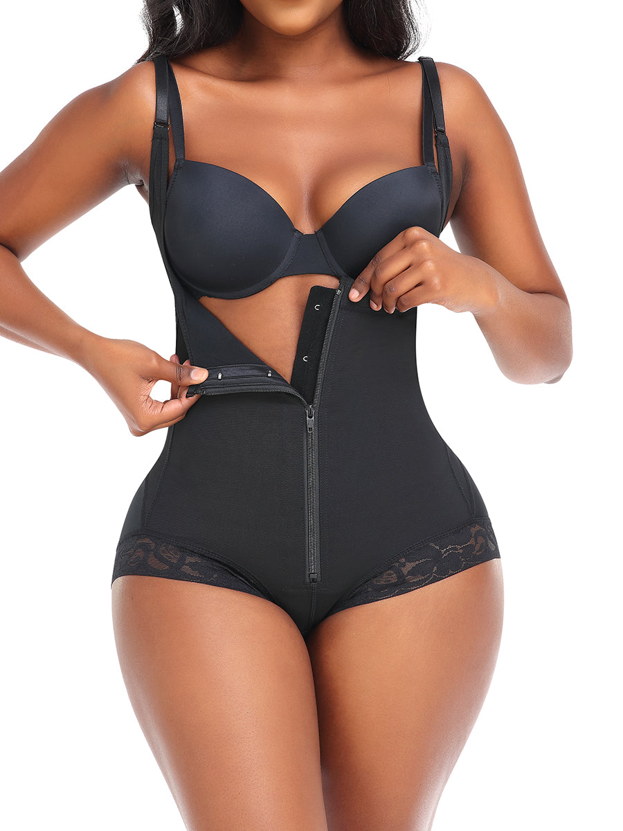 Larekius® Tummy Control Open Bust Bodysuit with Zipper